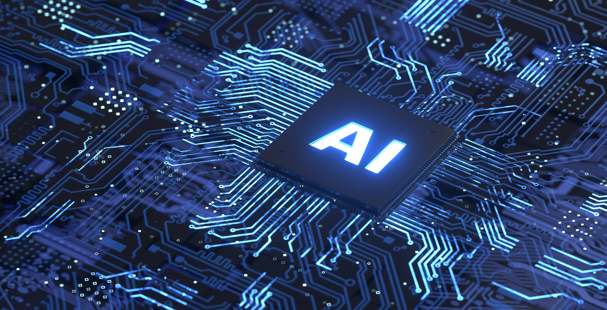 AI text overlay a circuit board