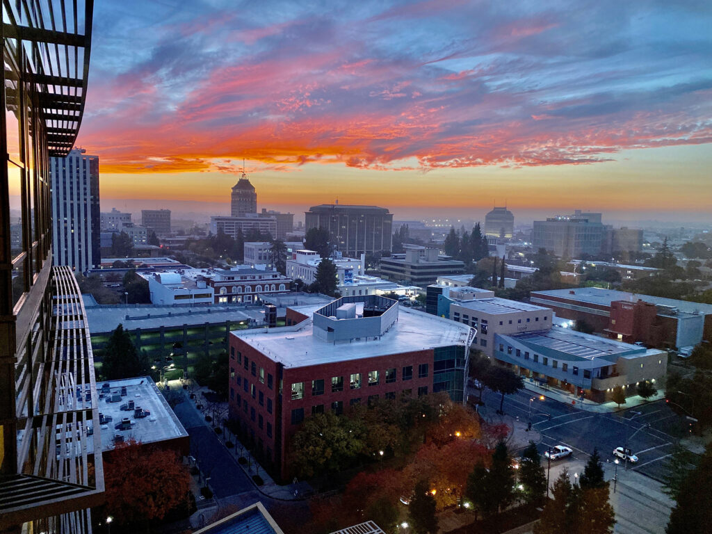 Sunset over Downtown Fresno